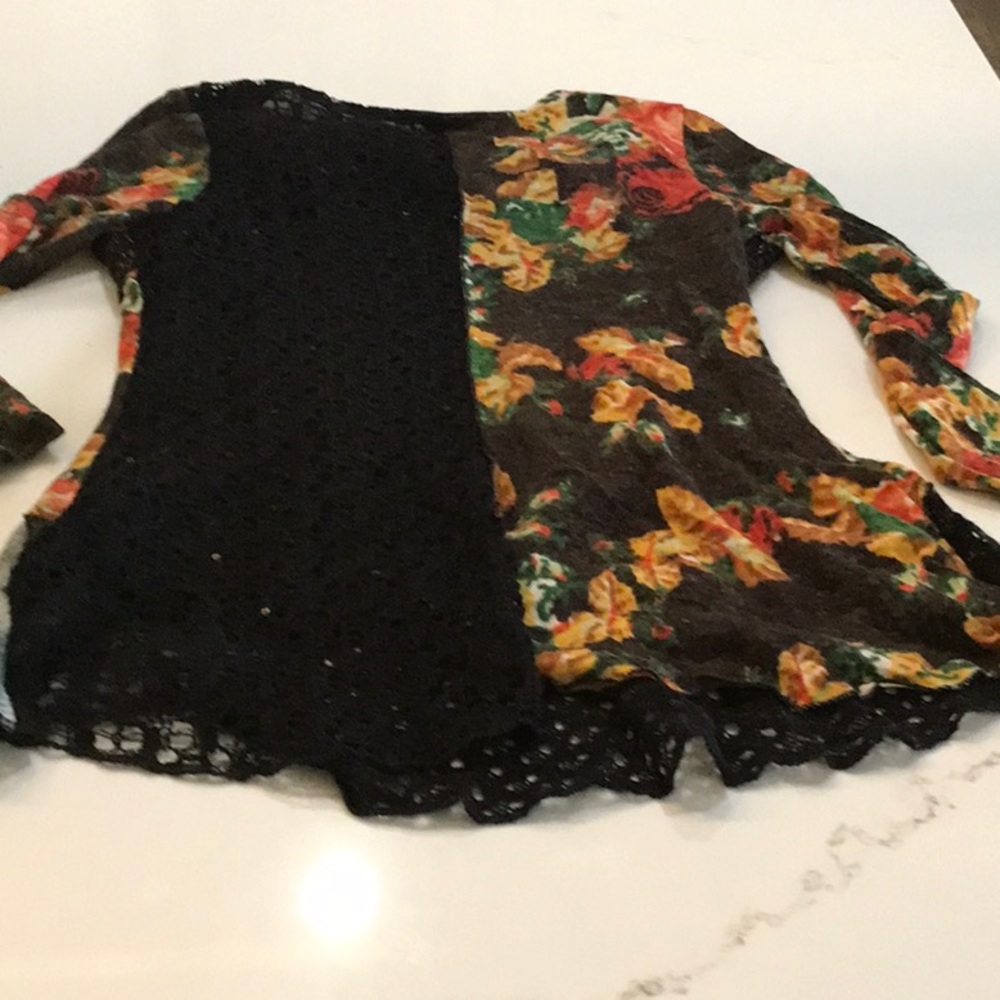 Cowl neck mixed media top/ sweater S - Picture 7 of 7